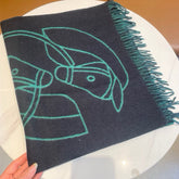 CASAQUE ENTRELACS EQUESTRES 190 CM SCARF IN PERSLAN GREEN CASHMERE